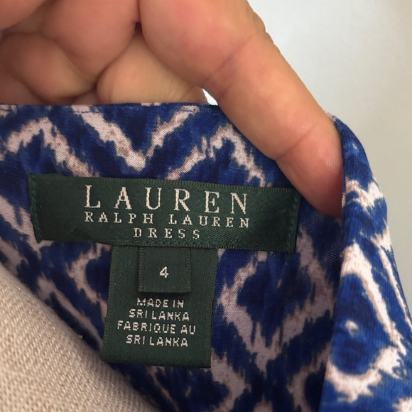 Ralph Lauren Blue Geometric Long Sleeve Dress - Picture 2 of 7